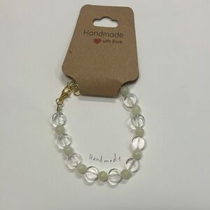 Handmade Clear and Cream Beaded Bracelet